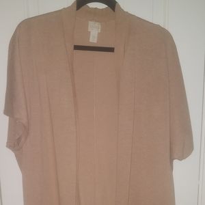 Chicos Open Front Cardigan Sz 3 Tan